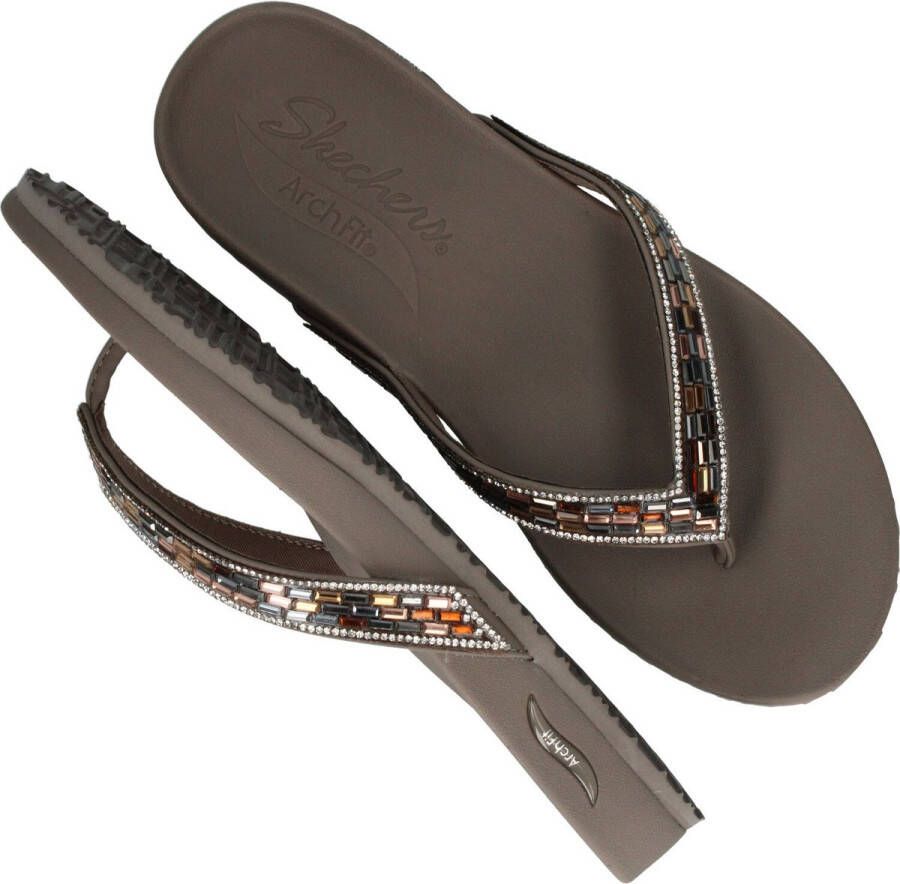 Skechers Arch Fit Meditation Glam Gal VEGAN Slipper Dames Taupe