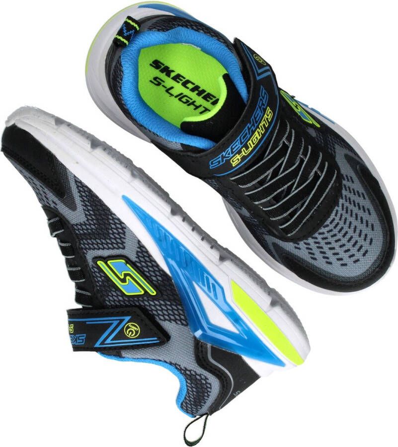 Skechers S Lights Tri-namics Klittenband Sneaker Jongens Zwart Grijs Blauw - Foto 9