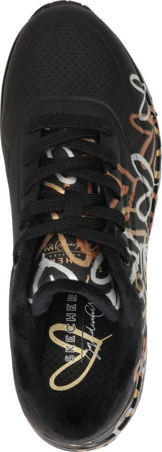 Skechers Uno-Metallic Love Dames Sneakers Zwart Goud