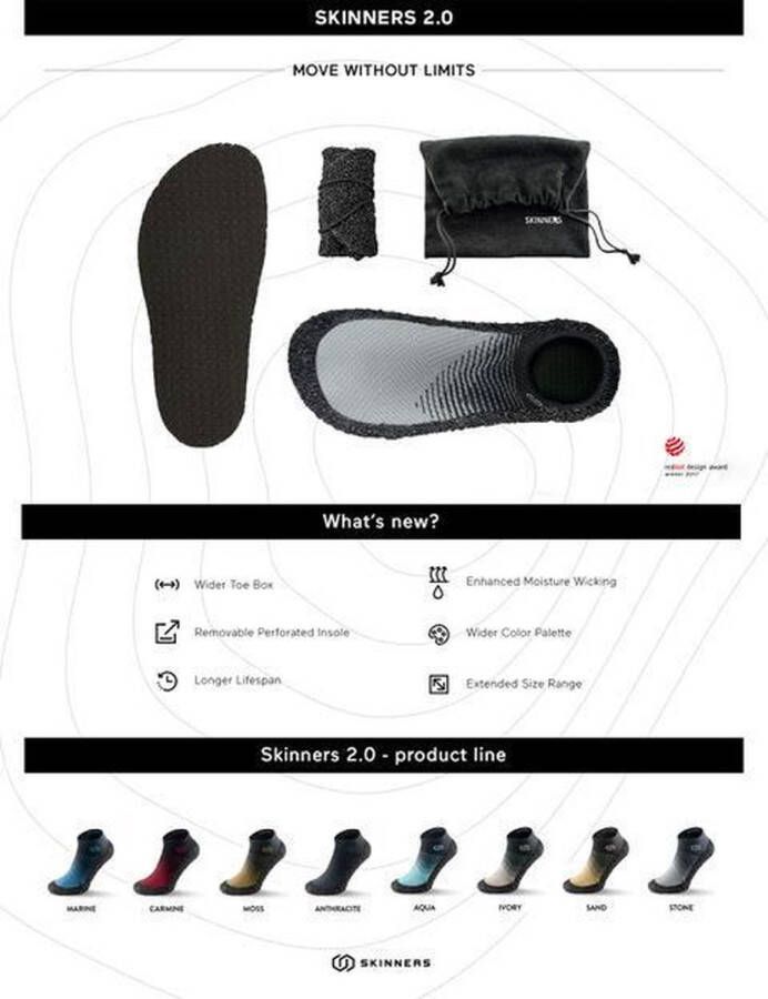 Skinners 2.0 Moss Barefoot 2nd Skin feeling Lightweight XXL-47-48 Ultra Portable voor Sport en Reizen 2 mm Superzool voor Bescherming en toch Blote Voeten gevoel Outdoor Indoor