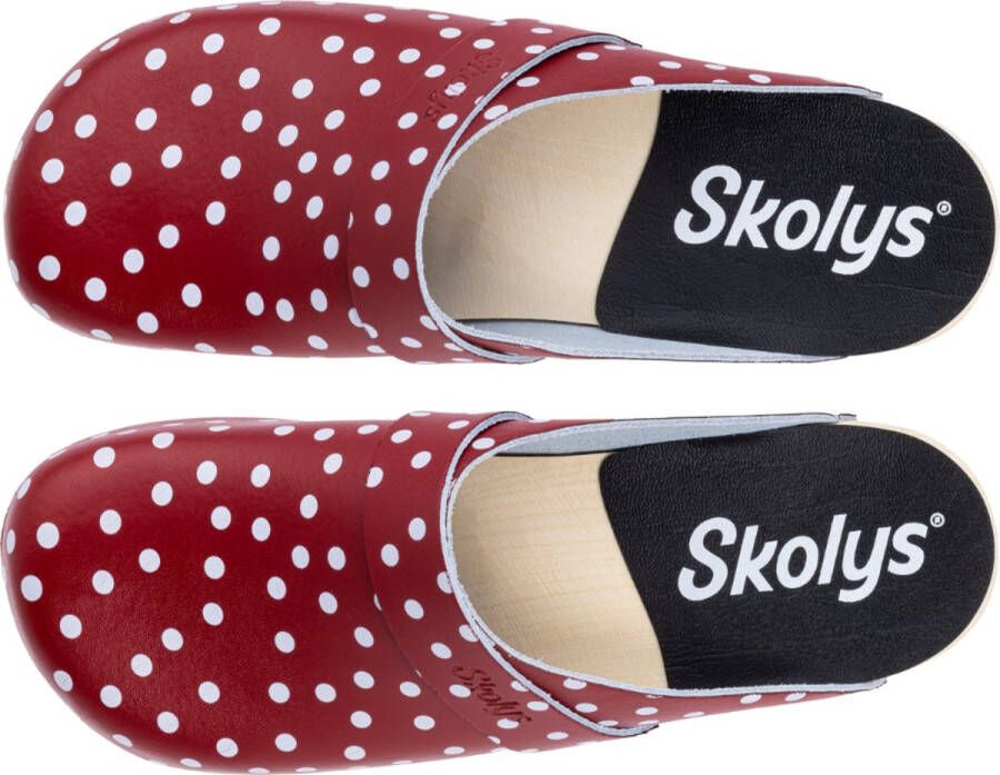 Skolys W-320.06 klompen clogs tuinklompen werkklompen dames verpleegkundige ziekenhuis instap rood + witte stippen