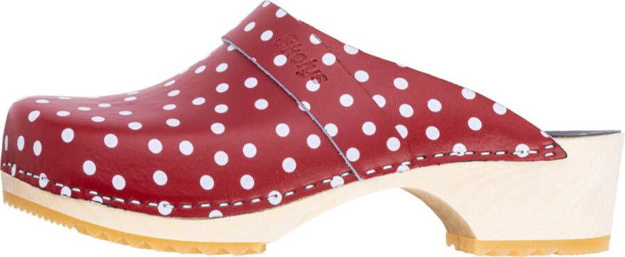Skolys W-320.06 klompen clogs tuinklompen werkklompen dames verpleegkundige ziekenhuis instap rood + witte stippen
