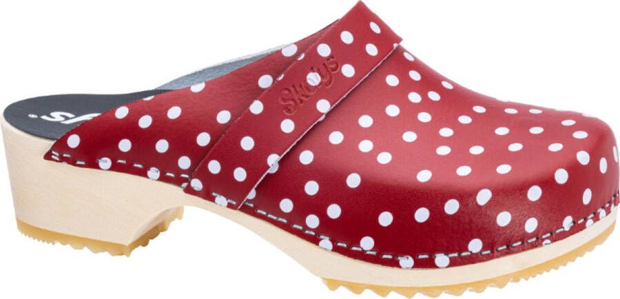 Skolys W-320.06 klompen clogs tuinklompen werkklompen dames verpleegkundige ziekenhuis instap rood + witte stippen