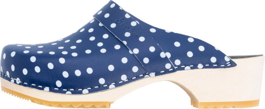 Skolys W-320.10 klompen clogs tuinklompen werkklompen dames verpleegkundige ziekenhuis instap blauw met witte stippen