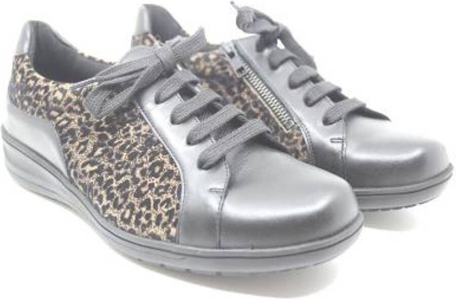 Solidus Solid 01102 Zwarte dames veterschoenen met rits