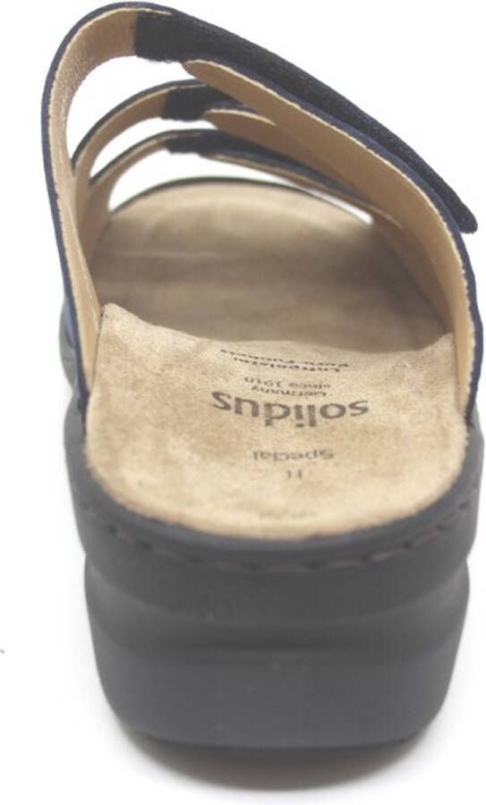 Solidus Solid 80428 Blauwe dames slipper met drie klittenbanden