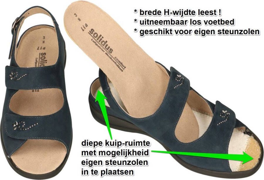 Solidus Solid Dames blauw donker sandalen