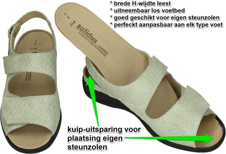 Solidus Solid Dames groen olijf sandalen