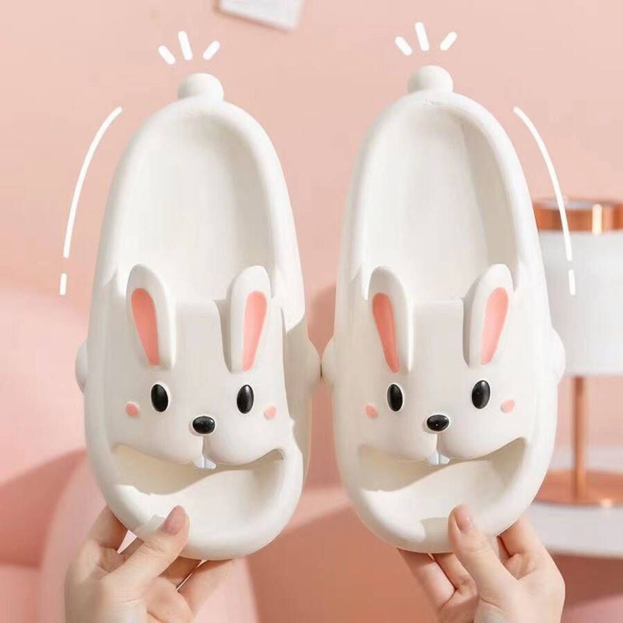 SOMIC Dames Badslippers Meisjes Slippers antislip ultralichte platte zachte Kinder Badslippers -Kids Teenslippers Schattige konijn slides - Geel