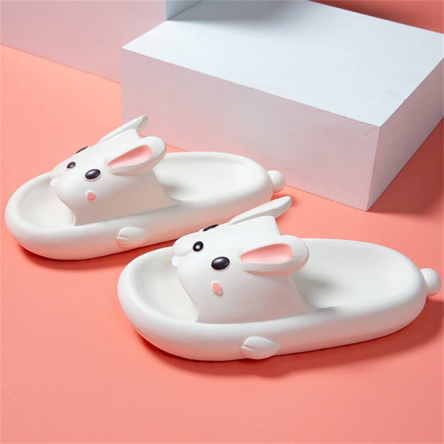 SOMIC Dames Badslippers Meisjes Slippers antislip ultralichte platte zachte Kinder Badslippers -Kids Teenslippers Schattige konijn slides - Geel