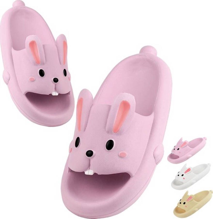 SOMIC Paashaas Dames Badslippers Meisjes Slippers Pasen Kinderpaashaas -Kids Teenslippers Schattige konijn slides - Roze