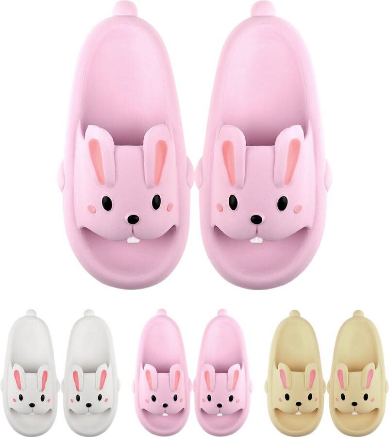 SOMIC Paashaas Dames Badslippers Meisjes Slippers Pasen Kinderpaashaas -Kids Teenslippers Schattige konijn slides - Roze
