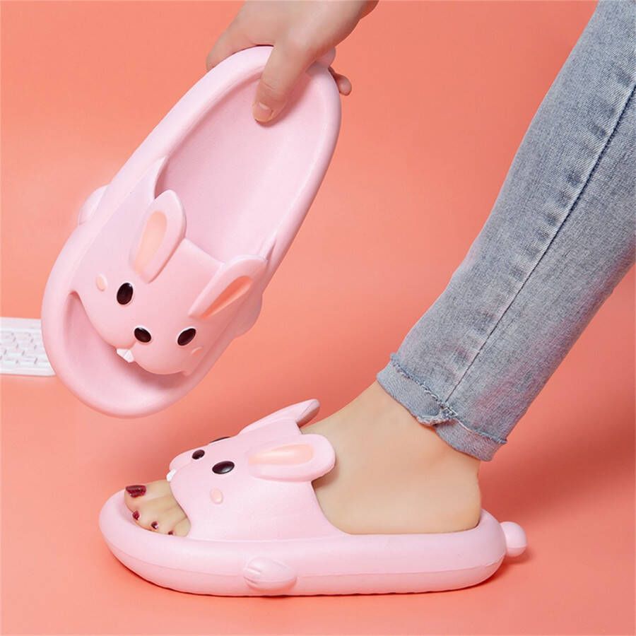 SOMIC Paashaas Dames Badslippers Meisjes Slippers Pasen Kinderpaashaas -Kids Teenslippers Schattige konijn slides - Roze