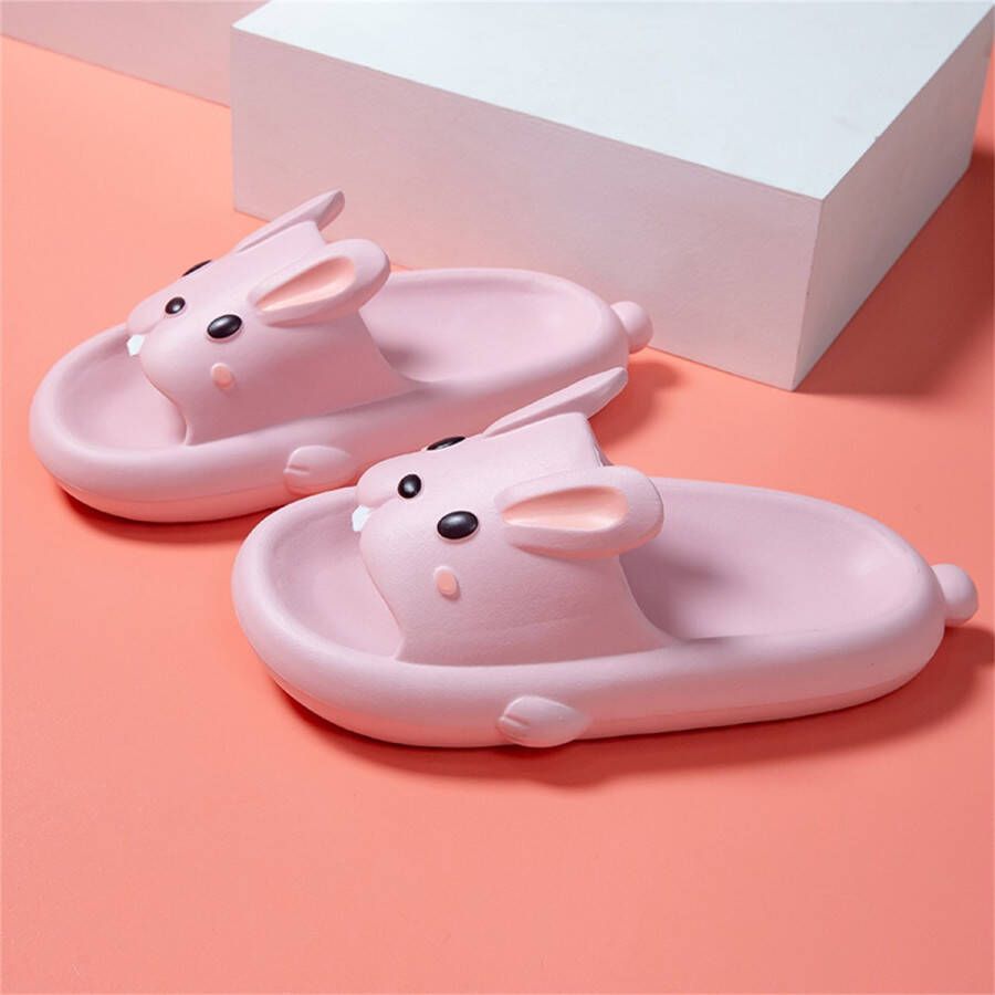 SOMIC Paashaas Dames Badslippers Meisjes Slippers Pasen Kinderpaashaas -Kids Teenslippers Schattige konijn slides - Roze