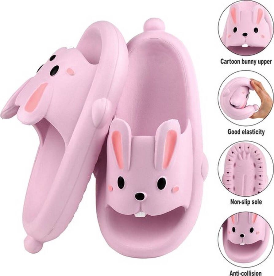 SOMIC Paashaas Dames Badslippers Meisjes Slippers Pasen Kinderpaashaas -Kids Teenslippers Schattige konijn slides - Roze