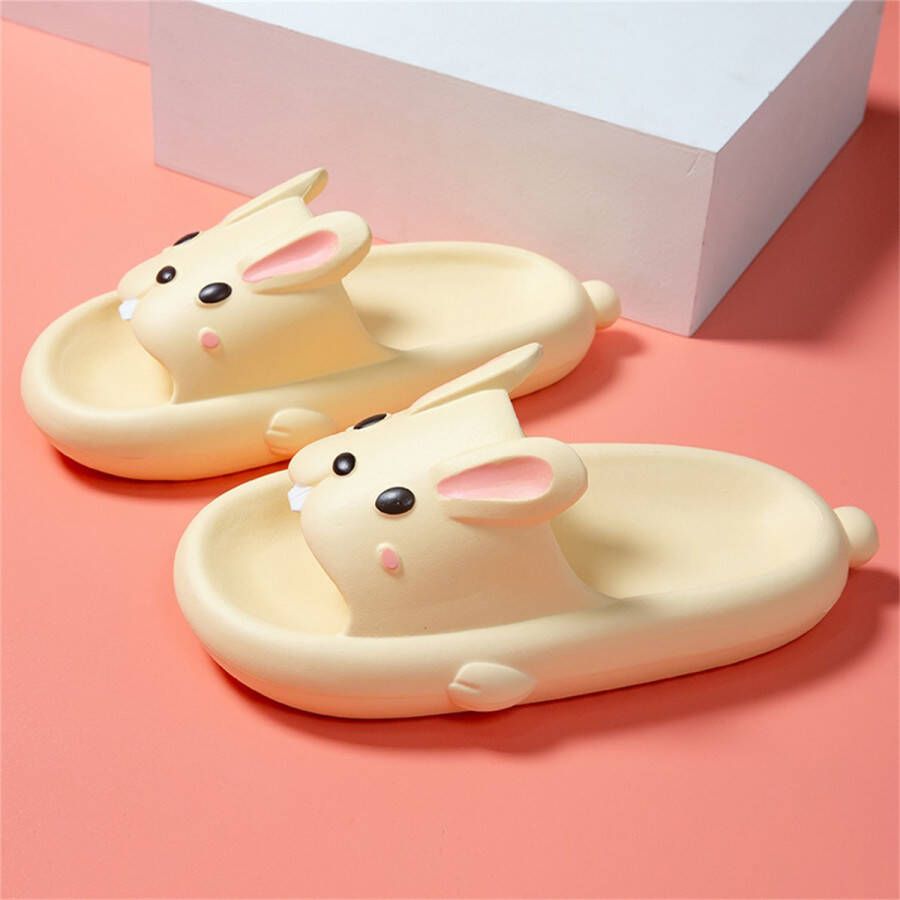 SOMIC Paashaas Dames Badslippers Meisjes Slippers Pasen Kinderpaashaas -Kids Teenslippers Schattige konijn slides - Geel