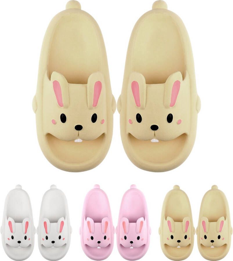 SOMIC Paashaas Dames Badslippers Meisjes Slippers Pasen Kinderpaashaas -Kids Teenslippers Schattige konijn slides - Geel