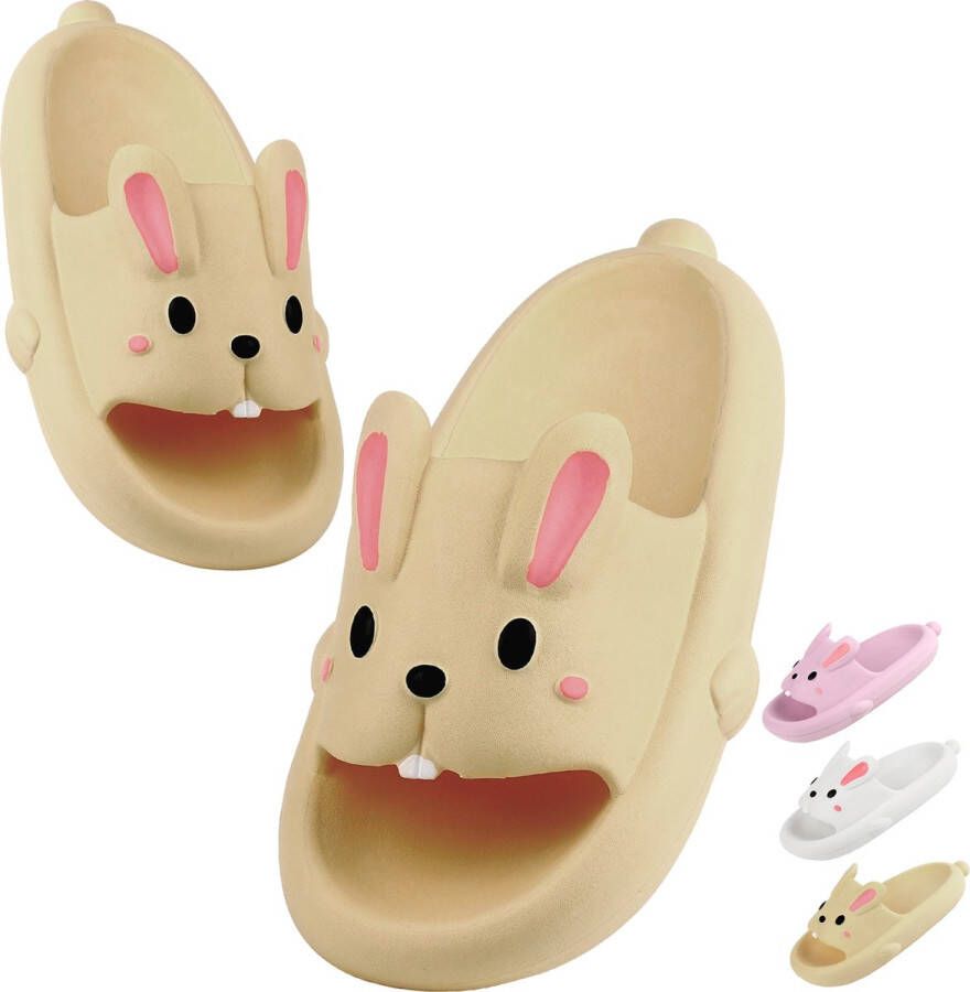 SOMIC Paashaas Dames Badslippers Meisjes Slippers Pasen Kinderpaashaas -Kids Teenslippers Schattige konijn slides - Geel