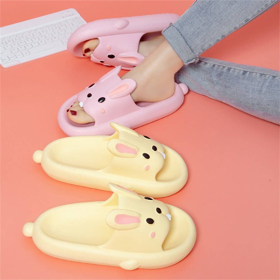 SOMIC Paashaas Dames Badslippers Meisjes Slippers Pasen Kinderpaashaas -Kids Teenslippers Schattige konijn slides - Geel