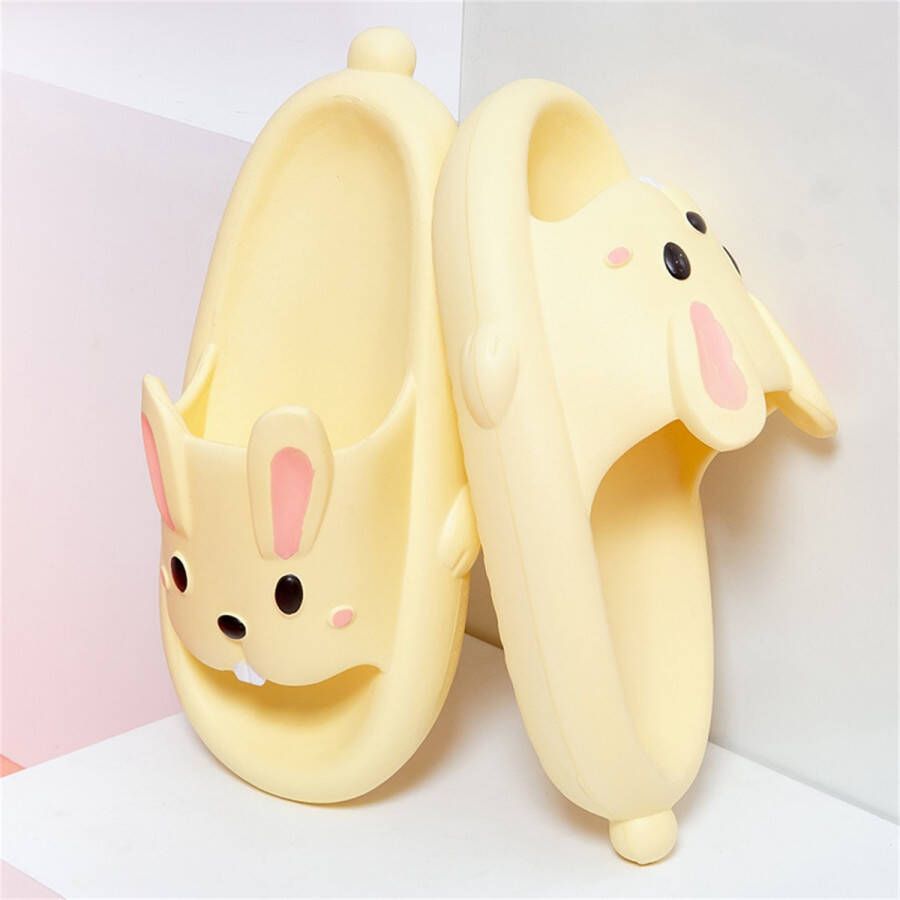 SOMIC Paashaas Dames Badslippers Meisjes Slippers Pasen Kinderpaashaas -Kids Teenslippers Schattige konijn slides - Geel
