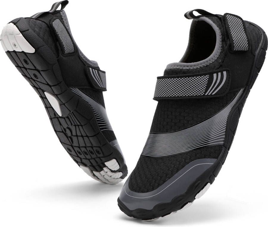 SOMIC Waterschoenen Aquaschoenen Trail Running Schoenen Fitnessschoenen -Outdoor Ademend Antislip Instelbaar Klittenband Schnell Trocknend trailschoenen Zwart
