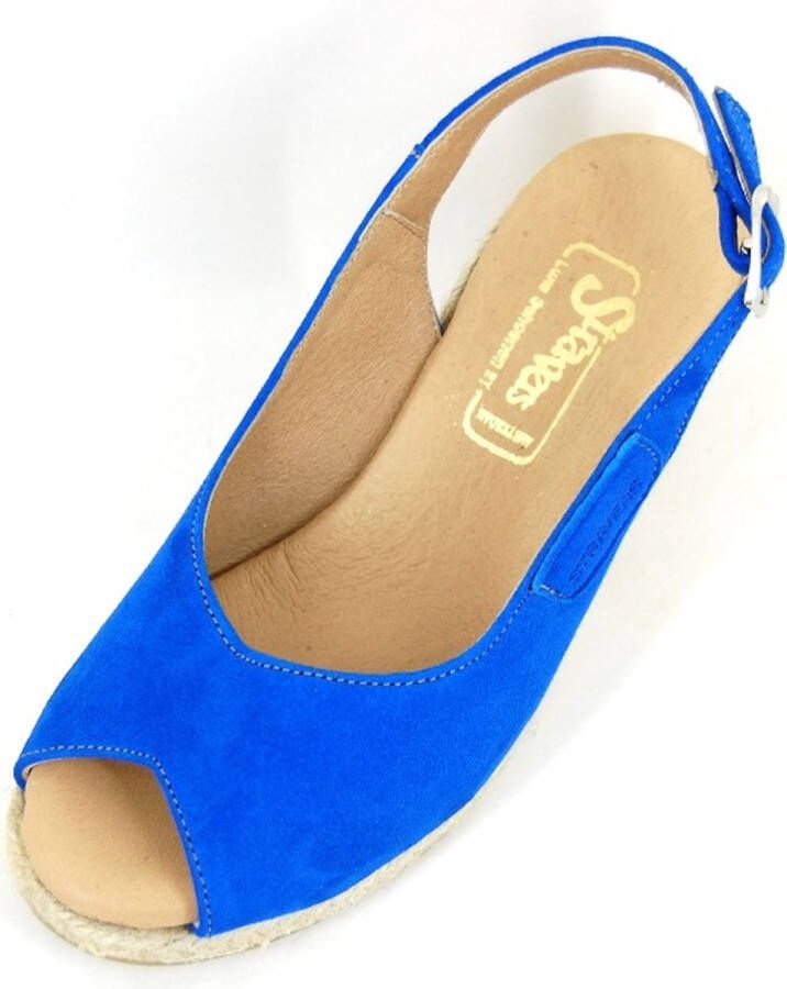 Stravers Grote Maten Schoenen Stravers Blauwe Espadrilles met Sleehak Grote Maten Dames Sleehakken