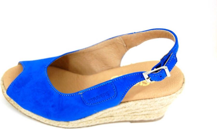 Stravers Grote Maten Schoenen Stravers Blauwe Espadrilles met Sleehak Grote Maten Dames Sleehakken