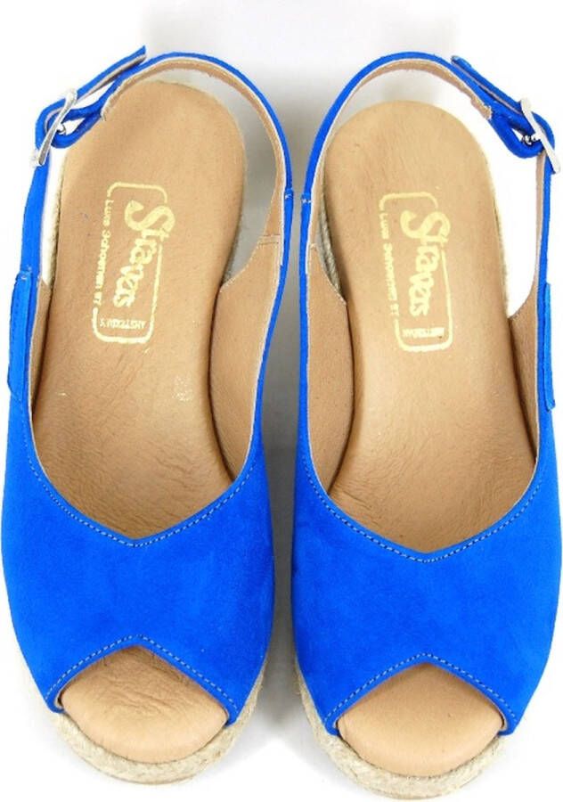 Stravers Grote Maten Schoenen Stravers Blauwe Espadrilles met Sleehak Grote Maten Dames Sleehakken