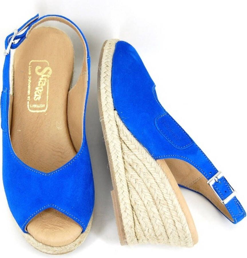 Stravers Grote Maten Schoenen Stravers Blauwe Espadrilles met Sleehak Grote Maten Dames Sleehakken