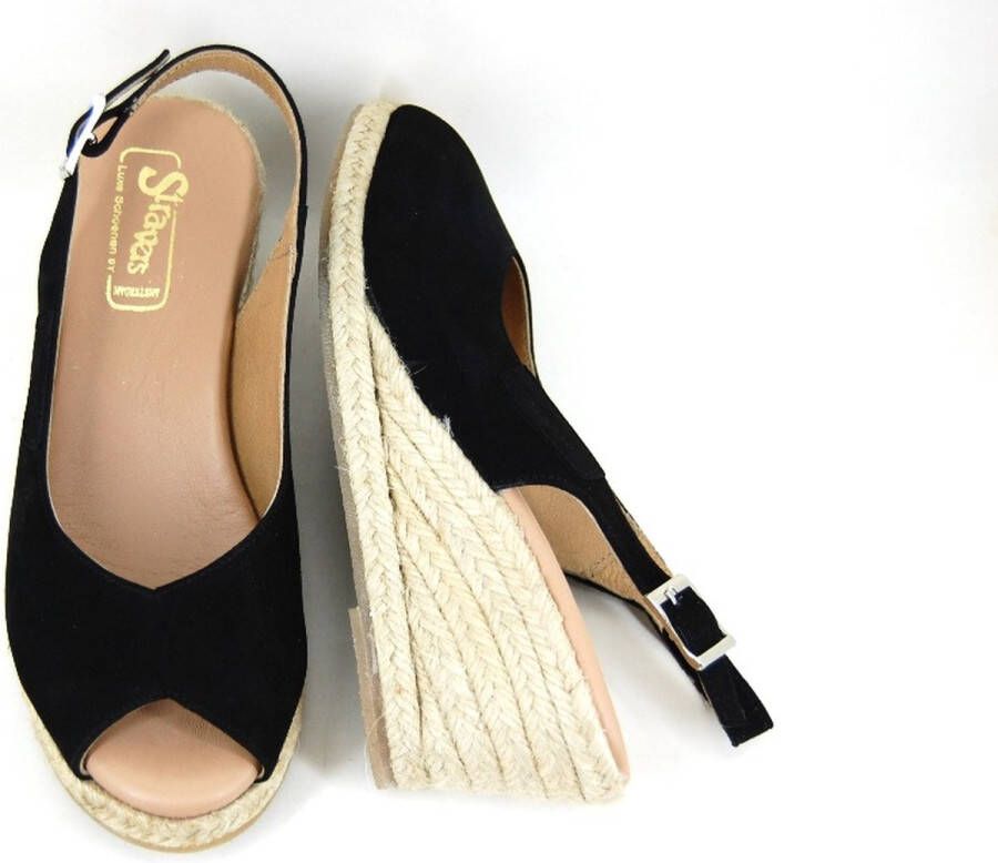 Stravers Grote Maten Schoenen Stravers Espadrilles Sandalen met Sleehak Zwart Grote Maten Dames Slingbacks