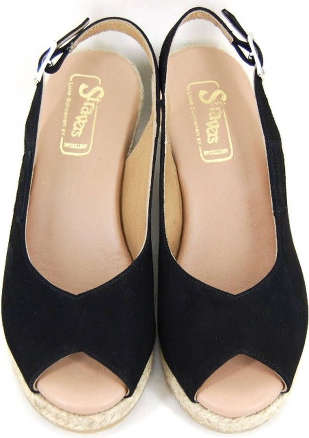 Stravers Grote Maten Schoenen Stravers Espadrilles Sandalen met Sleehak Zwart Grote Maten Dames Slingbacks