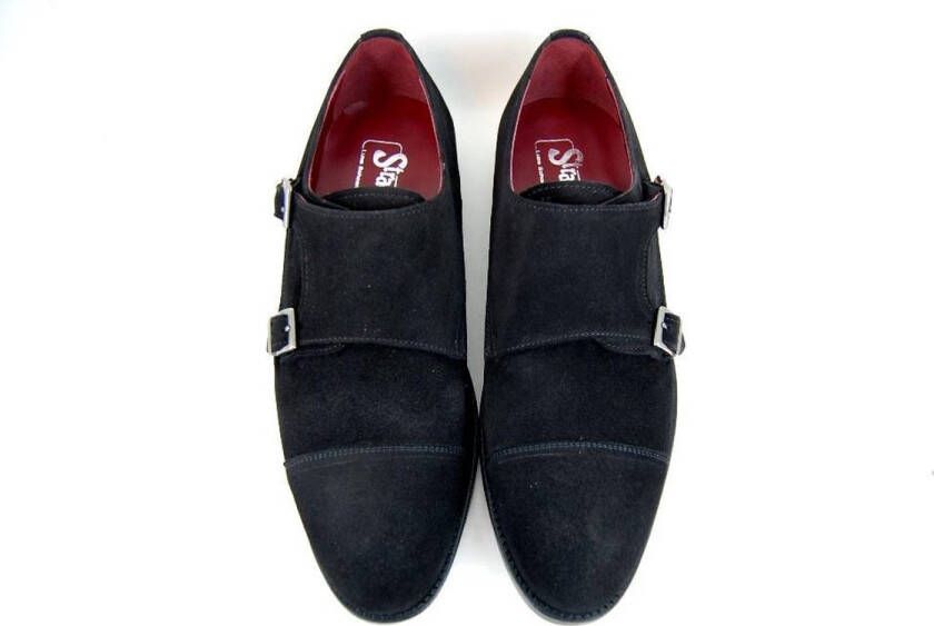 Stravers Grote Maten Schoenen Stravers Gespschoenen Zwart Suede Grote Maten Herenschoenen met Gesp