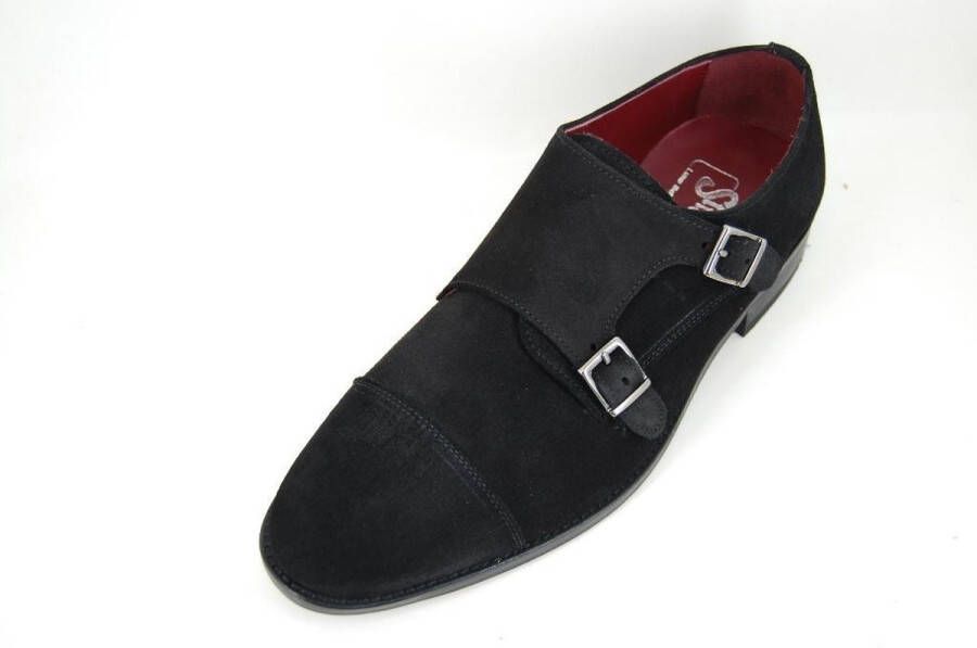 Stravers Grote Maten Schoenen Stravers Gespschoenen Zwart Suede Grote Maten Herenschoenen met Gesp