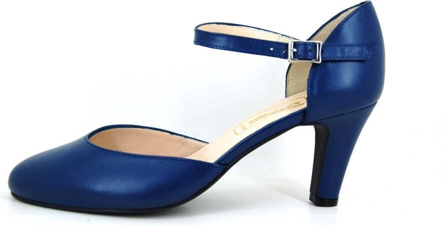 Stravers Grote Maten Schoenen Stravers Luxe Blauwe Pumps met Bandje Grote Maten Hakken