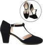 Stravers Grote Maten Schoenen Stravers Pumps met T-Bandje Zwart Suede Grote Maten Damesschoenen - Thumbnail 8