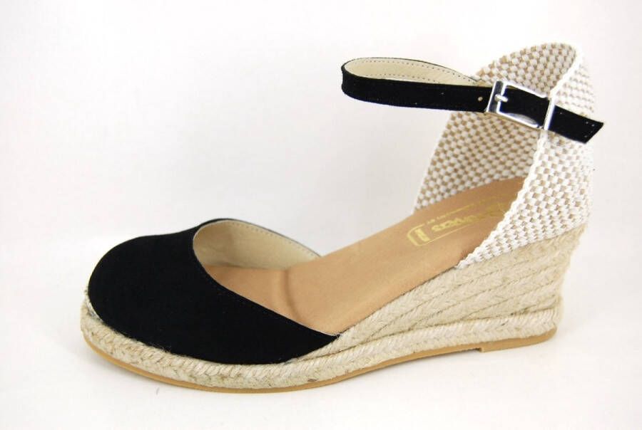 Stravers Grote Maten Schoenen Stravers Zwarte Espadrilles met Sleehak Grote Maten Sleehakken