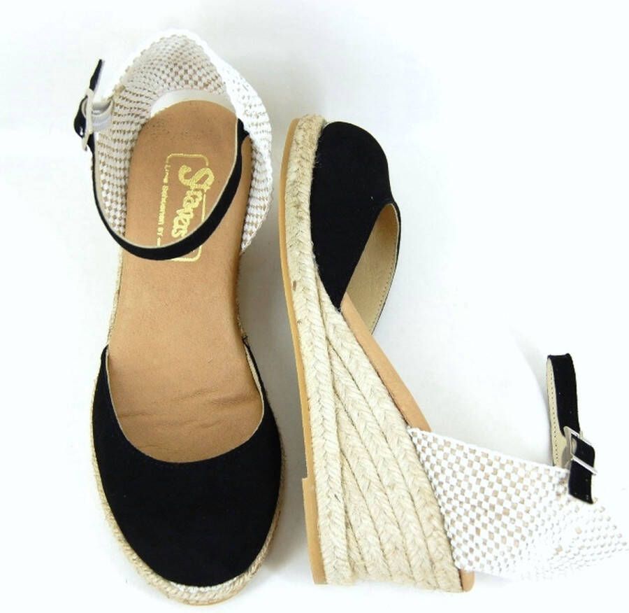 Stravers Grote Maten Schoenen Stravers Zwarte Espadrilles met Sleehak Grote Maten Sleehakken