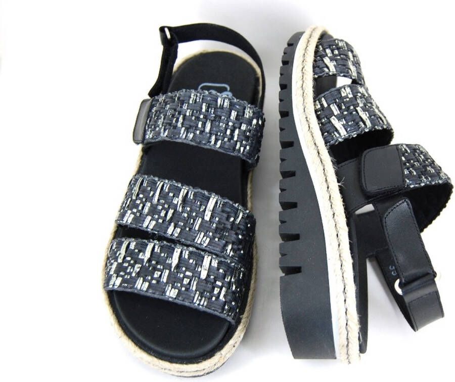 Stravers Kleine Maten Schoenen Stravers Comfortabele Raffia Look Sandalen Uitneembaar Voetbed Kleine Maten Zwarte Leren Sandalen