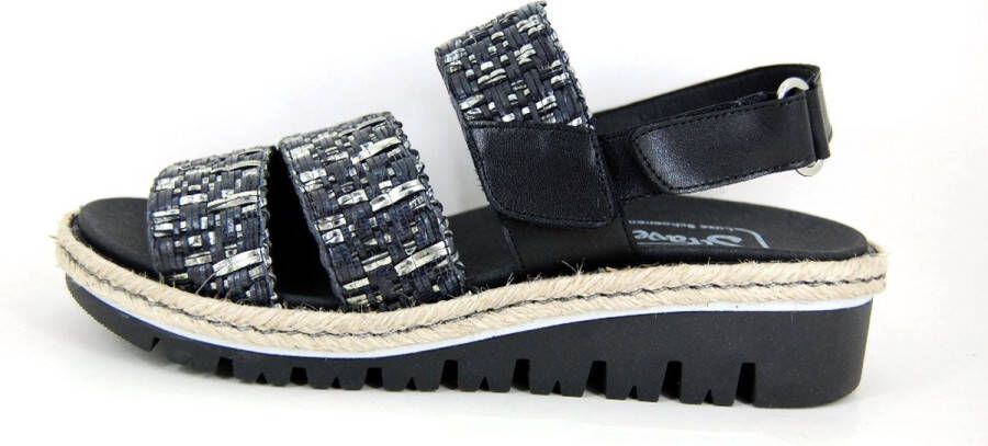 Stravers Kleine Maten Schoenen Stravers Comfortabele Raffia Look Sandalen Uitneembaar Voetbed Kleine Maten Zwarte Leren Sandalen