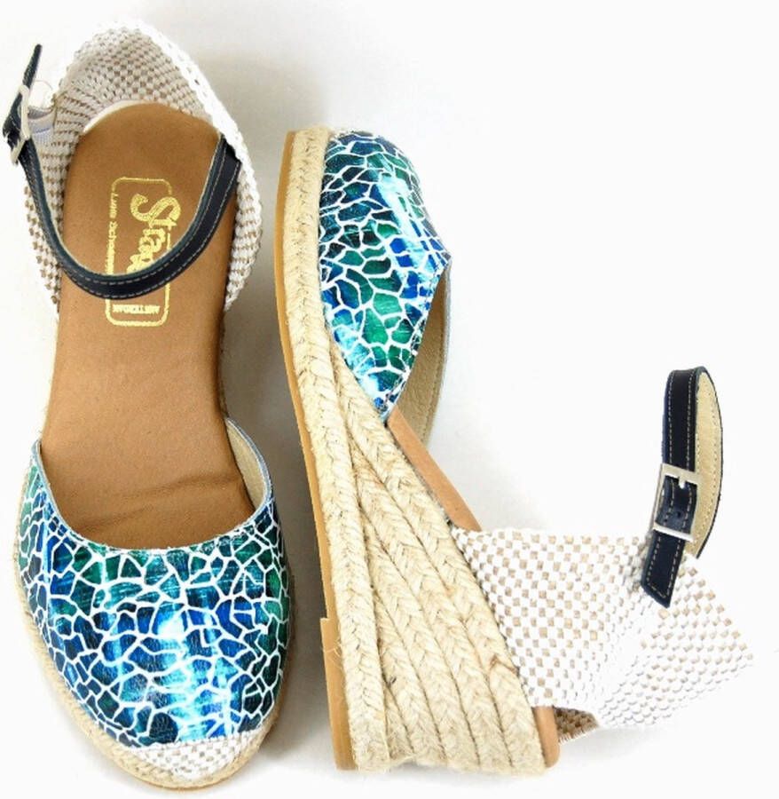 Stravers Kleine Maten Schoenen Stravers Espadrilles met Sleehak Blauw Kleine Maten Dames Sandalen