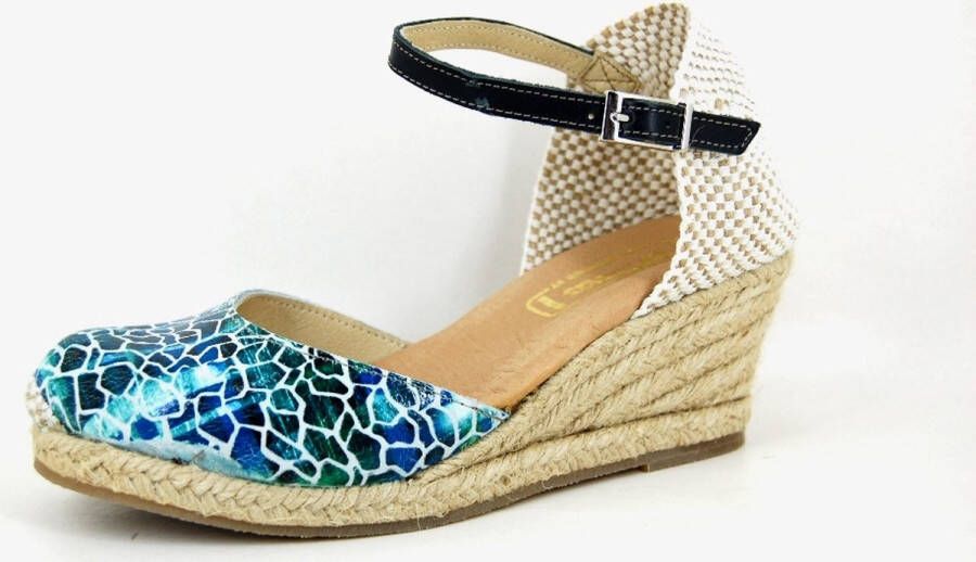 Stravers Kleine Maten Schoenen Stravers Espadrilles met Sleehak Blauw Kleine Maten Dames Sandalen