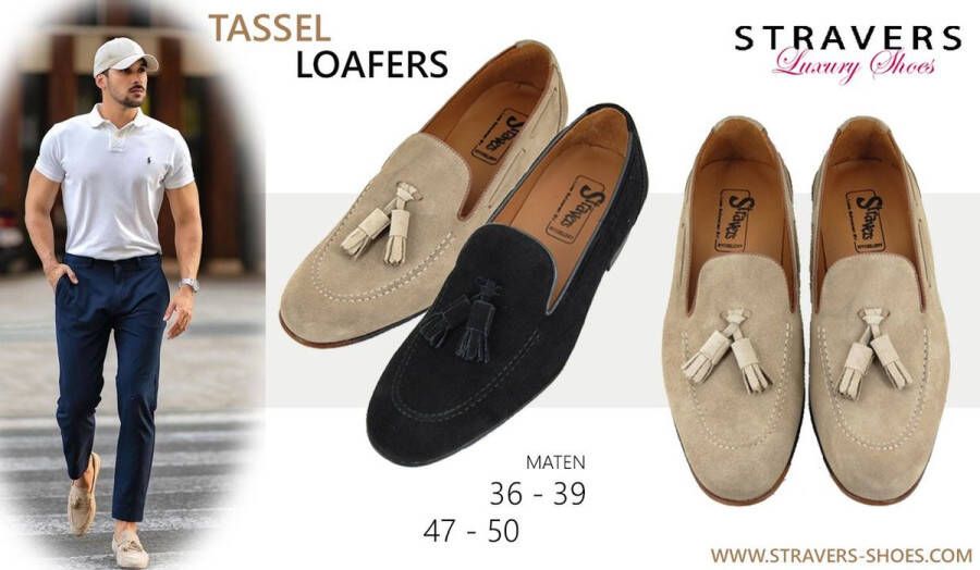 Stravers Kleine Maten Schoenen Stravers Instappers met Kwastjes Heren Kleine Maten Tassel Loafers Zwart