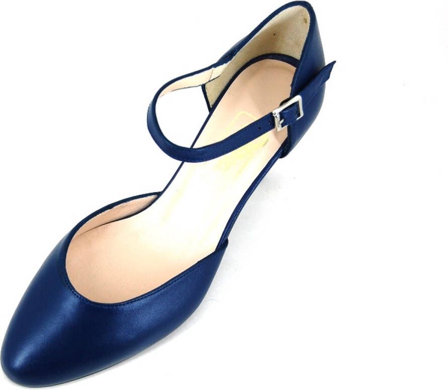 Stravers Kleine Maten Schoenen Stravers Luxe Blauwe Pumps met Bandje Kleine Maten Hakken