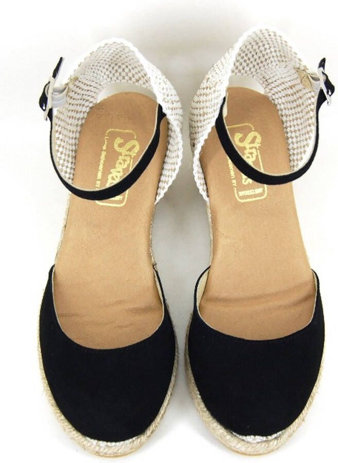 Stravers Kleine Maten Schoenen Stravers Zwarte Espadrilles met Sleehak Kleine Dames Maten Sleehakken