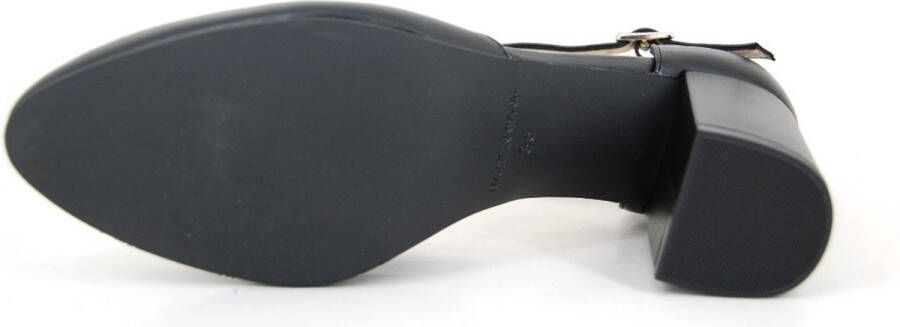 Stravers Kleine Maten Schoenen Stravers Zwarte Leren Pumps met Bandje Blokhak Kleine Maten Hakken