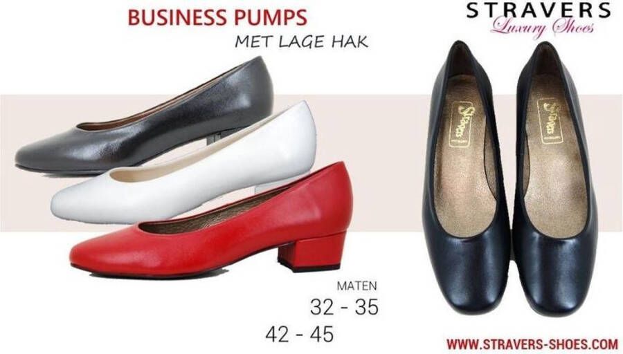 Stravers Kleine Maten Schoenen Stravers Witte Pumps met Lage Hak Grote Maten Trouwschoenen
