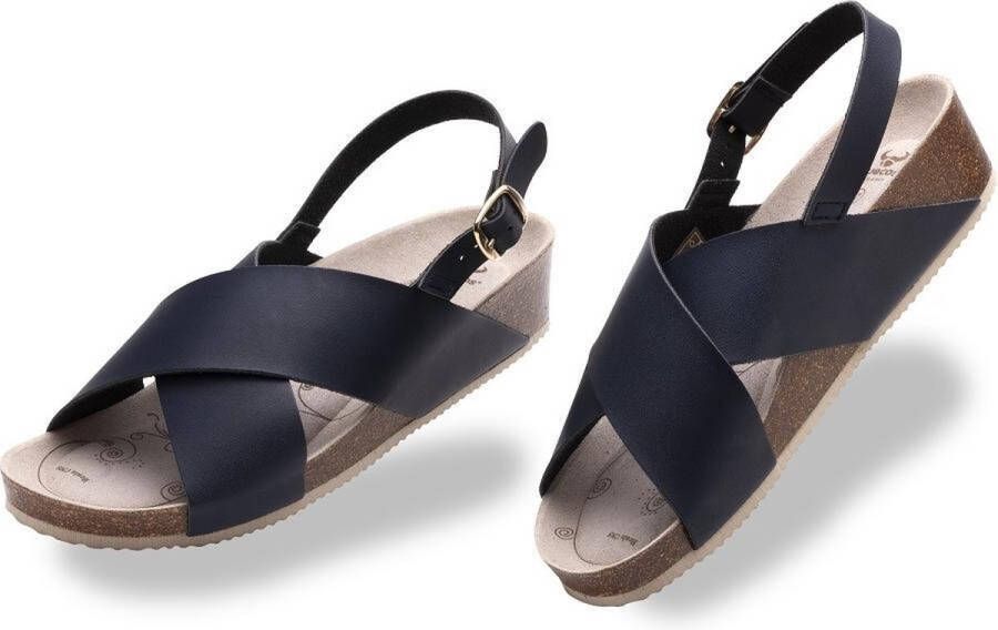 Suecos Dahlia sandalen dames navy vermoeide voeten voetboogondersteuning antislip zool antibacteriële binnenzool demping sleehak - Foto 6