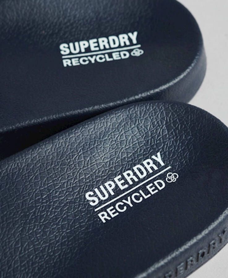 Superdry Code Core Vegan Pool Slide Heren Slippers Donkerblauw Wit