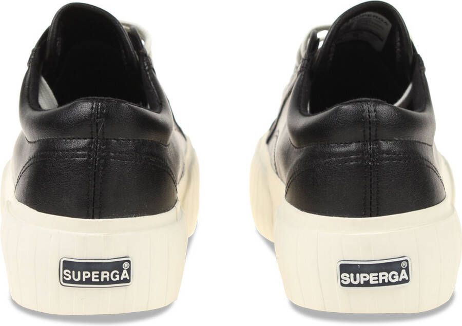 Superga 631 Stripe Platform Vegan Leather Zwart Dames