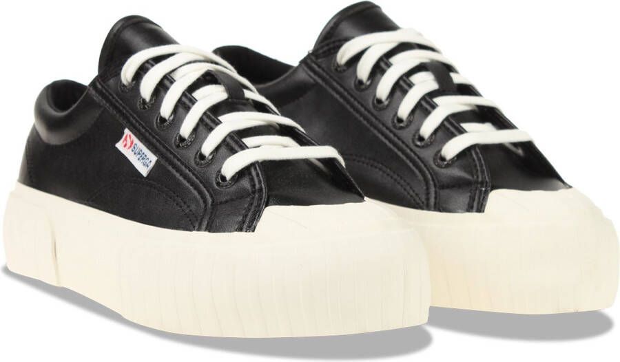 Superga 631 Stripe Platform Vegan Leather Zwart Dames